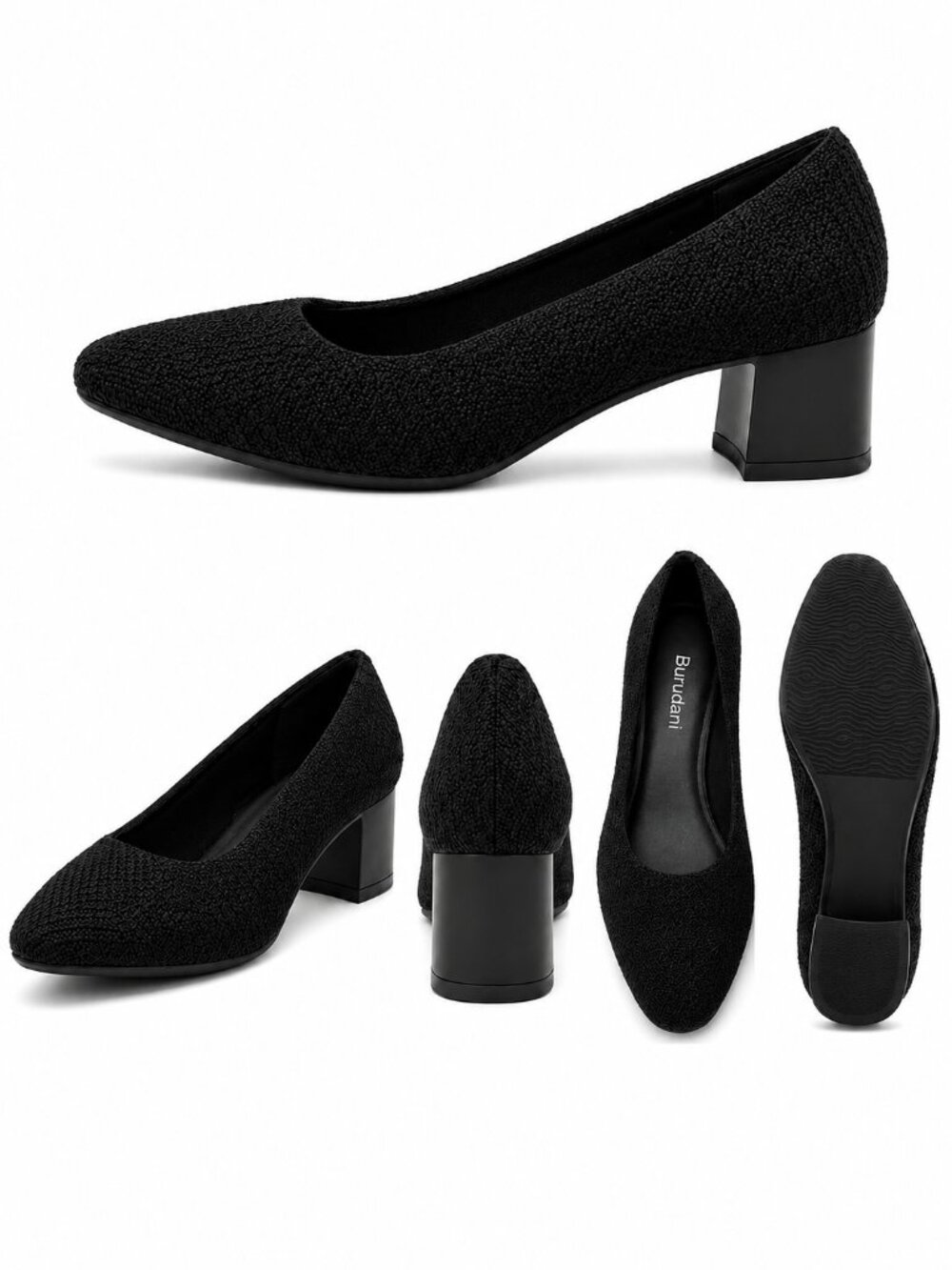 Burudani Women’s Black Round Toe Block Heel Shoes, Size, 10
